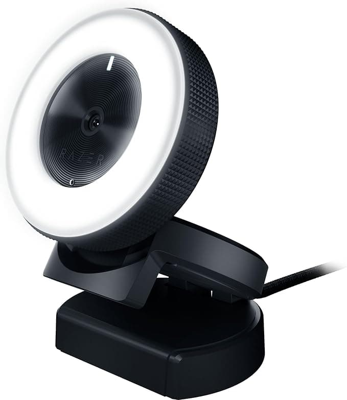 Razer Razer Kiyo - Caméra de streaming avec éclairage circulaire (webcam USB, vidéo HD 720p, 60 FPS, compatible avec le logiciel Open Broadcaster, Xsplit, autofocus, clip caméra, connexion trépied)