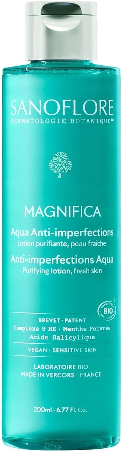 Sanoflore Aqua Magnifica, Organic Purifying Lotion for Combination and Oily Skin, Complex 9 HE and Peppermint, 200 ml - Image 1