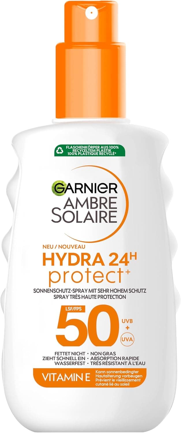 Garnier Ambre Solaire Hydra Protect+ 24h SPF 50 UVA and UVB Sun Protection Spray with Vitamin E 150ml - Image 1