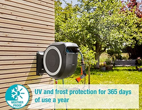 Gardena RollUp Wall Hose Reel L (White) – Length 30 – 5 Year Guarantee – 180° Swivel Hose Reel – Complete Set with EcoPlus Lance, Fitting, Gardena Hose and Wall Bracket Included (18627-38) - Image 3