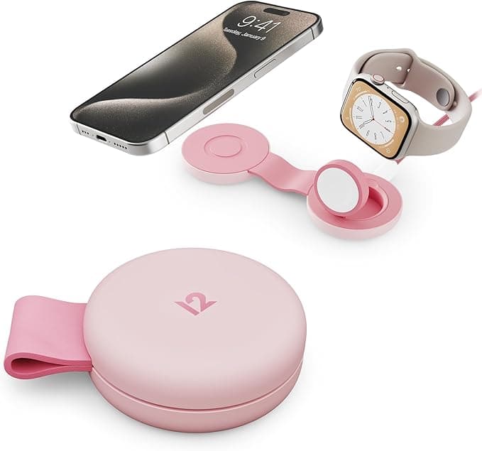 Apple Twelve South Butterfly SE 2 in 1 Qi2 Travel Charger for iPhone, Airpods and Apple Watch Pink