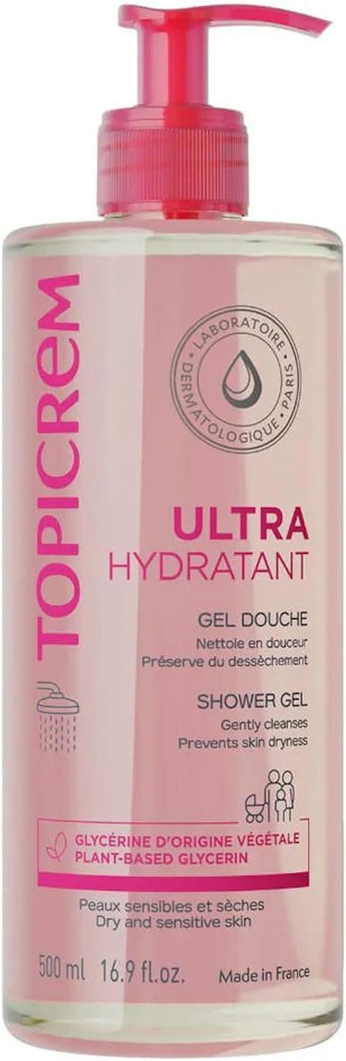Topicrem - Ultra Moisturizing Shower Gel - Gently cleanses, protects and moisturizes the skin - Soap Free, Smooth Texture, Delicate Odour, Sensitive and Dry Skin, Made in France - 500ml