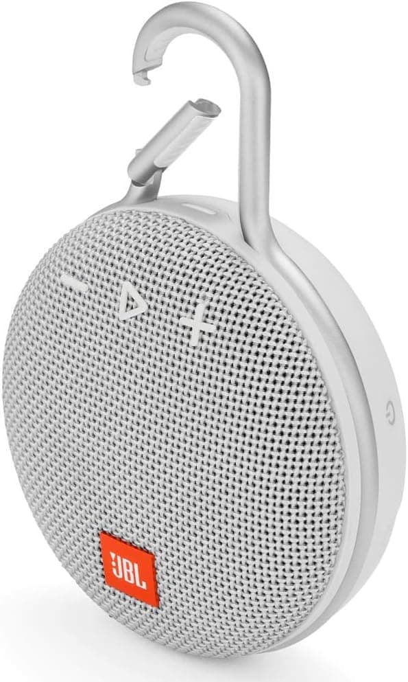 JBL Clip 3 – Portable Bluetooth Speaker with Carabiner – IPX7 Waterproof – 10 Hours Battery Life – JBL Audio Quality – White