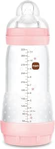 MAM Easy Start Anti-Colic A124 – Patented Anti-Colic Bottle with Teat 3 Made of SkinSoftTM Ultra-Soft Silicone, for Babies from 4 Months, 320 ml, Pink, 1 Unit, Self-Sterilising in 3 Minutes