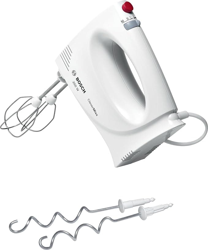Bosch Electroménager MFQ3030 CleverMixx 350 Watt Powerful Hand Mixer, 4 Speeds + Turbo, Includes Accessories, White - Image 1