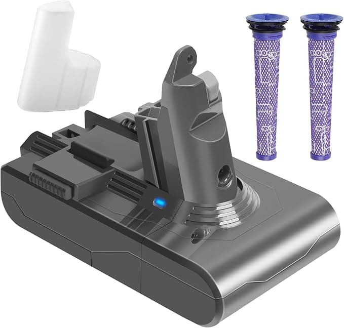 Waitley 6000mAh Battery for Dyson V6 DC62 SV03 DC58 DC59 DC61 DC72 DC74 SV06 SV09 with 2 Washable Filters, No Need for Screws - Image 1