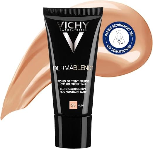 Vichy, Dermablend High Coverage Concealer Fluid Foundation For All Skin Types, Shade : 25 Nude, 30 ml - Image 1