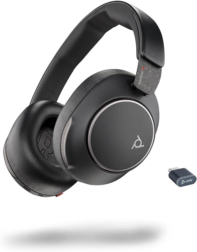 Poly Voyager Surround 80 UC Bluetooth Headset (Plantronics) - Noise Cancelling Microphones for Clear Calls - Adaptive ANC System - iPhone, Android, PC/Mac, Zoom and Microsoft Teams (Certified)