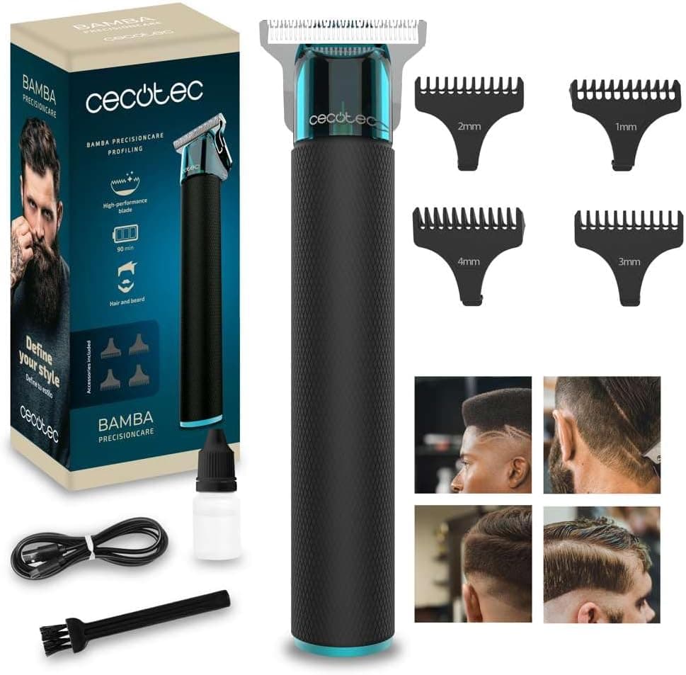 Cecotec Cecotec Bamba PrecisionCare Profiling Professional Hair & Beard Clipper High Performance Sharp Blade, 4 Guide Combs 1-4mm, Hair & Beard, Autonomy 90 min, Ergonomic