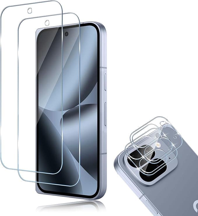 Compatible with Google Pixel 10 Pro Fold Screen Protector, 2 Pieces Tempered Glass + 2 Pieces Camera Protector, 9H Hardness HD Bubble-Free Anti-Scratch Screen Protector - Image 1