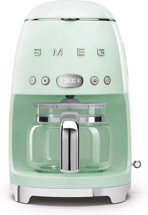 Smeg, DCF02PGEU Filter Coffee Maker, Aroma and Autostart Function, Glass Jug Up to 12 Cups, 2 Levels of Intensity, Keep Warm Mode, 1050 W, Pastel Green - Image 1