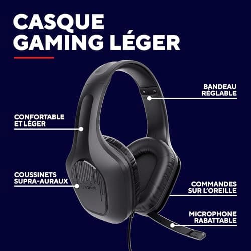 Trust Gaming GXT 418 Rayne Lightweight Gaming Headset for PC Xbox PS4 PS5 Switch Mobile, 50mm Transducers, 3.5mm Audio Jack, 2m Cable, Wired Over-Ear Gaming Headset with Microphone, Black - Image 4