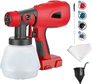 Milwaukee Pulvérisateur de peinture sans fil Milwaukee 18 V, pistolet électrique HVLP avec 4 buses, réservoir de 1000 ml pour meubles, clôtures, terrasses, murs et plafonds (sans batterie)