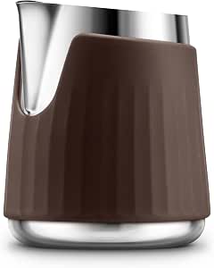 Sage - Pro Control Jug - 420ml Milk Jug Without Handle - Pro Spout for Art Latte, Removable Heat Resistant Silicone Handle, Angulated Opening - Stainless Steel