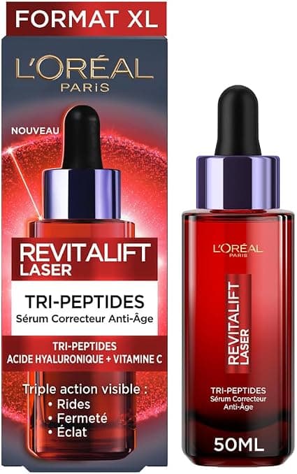 L'Oréal Paris - Anti-Aging Face Correcting Serum - Triple Action Anti-Aging Care - With Hyaluronic Acid, Peptides & Vitamin C - All Skin Types - Revitalift Laser X3-50 ml - Image 1