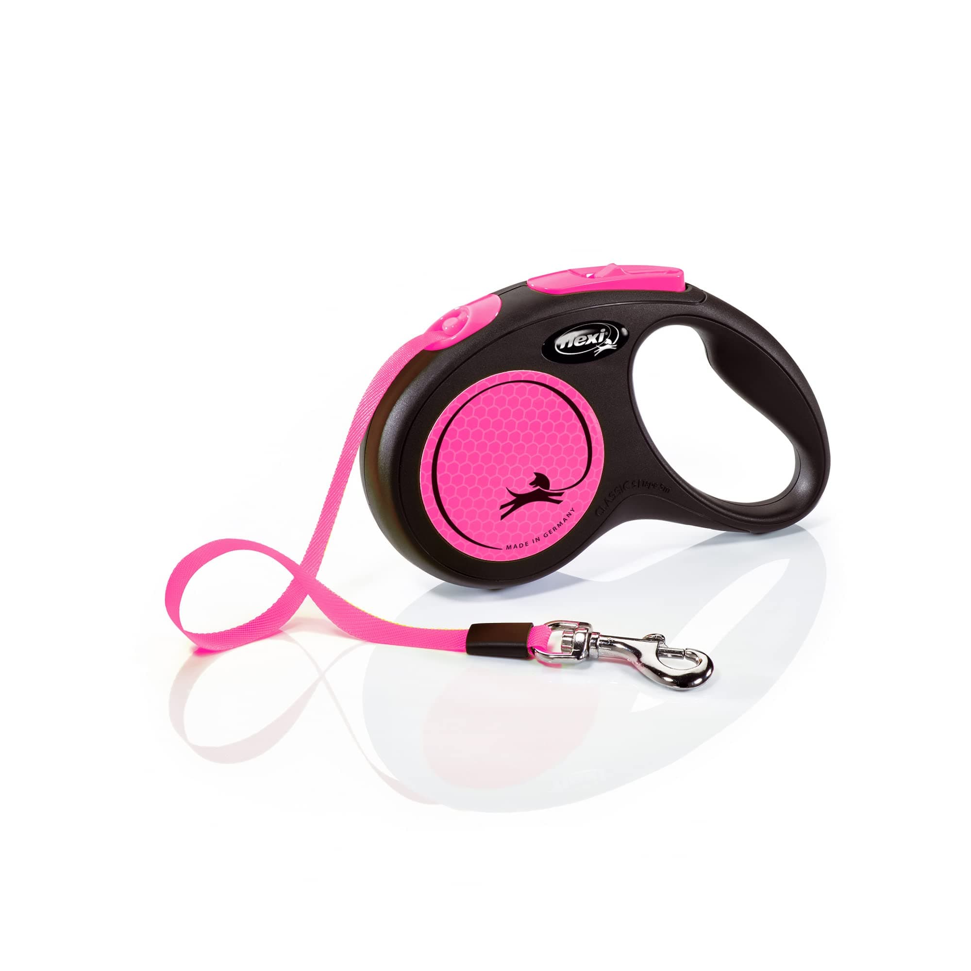 Flexi Neon S Strap 5 m Black/Neon Pink, Retractable Lead for Dogs up to 15 kg - Image 1
