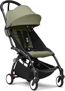 Stokke YOYO3 6+ Black Frame + Colour Pack 6+ Olive + Hood Easy Folding Lightweight Compact Carry-on Compatible