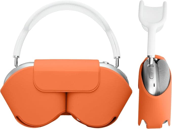 kwmobile Case Compatible with Apple AirPods Max Case - Soft Polyester Protective Cover for Headphones - with Sleep Mode - Summer Orange - Image 1