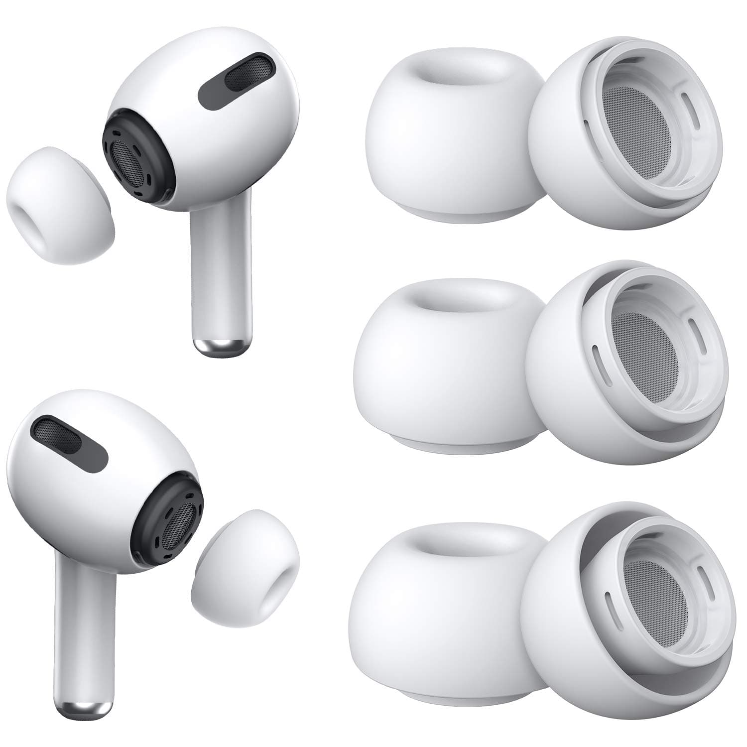[3 Pairs] Earbuds for Airpods Pro and Airpods Pro 2 with Noise Reduction Hole, Silicone Airpods Pro with Portable Storage Box and Fit in Charging Case (S/M/L)