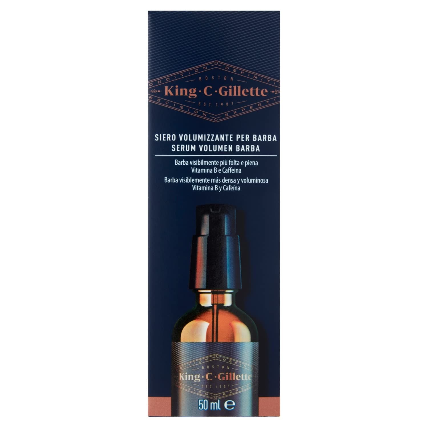 Gillette King C. Gillette Beard Volumizing Serum for Men with Vitamin B Complex and Caffeine 50ml Gift Idea for Men