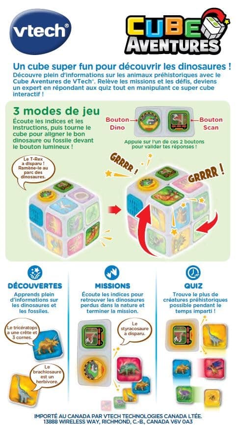 VTech - Dinosaur Adventure Cube, 2x2 Interactive and Talking Magic Cube, Puzzle and Speed Game, Dinosaur Educational Toy, Gift for Children from 4 to 8 Years Old - Image 7