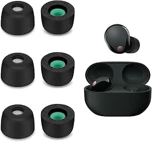 3 Pairs of Replacement In-Ear Earphones Compatible with Sony WF-1000XM5 Padded In-Ear Earphones (M, Black)