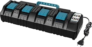 Makita Chargeur 18 V 4 Ports DC18SF pour Batteries au Lithium Makita 14,4 V-18 V BL1850 BL1815N BL1830 BL1840 BL1850 BL1860 YEX-BUR Chargeur Rapide 3 A avec 2 Ports USB, remplace DC18RD DC18RE DC18RC