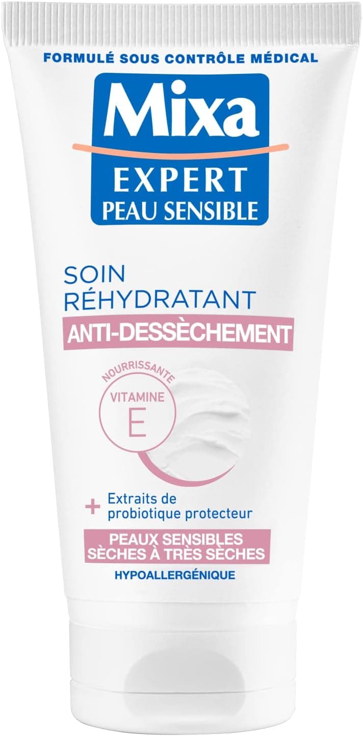 Mixa Expert Peau Sensible - Soin Réhydratant Antidessèchement à l'Extrait d'Avoine + Karité Nutritif - 50 ml - Image 1