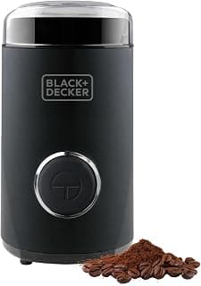 BLACK+DECKER BLACK+DECKER BXCG150E - Moulin à Café Électrique 150 W | Réservoir à Grains 50 g | Lames et Réservoir en Acier Inoxydable| Broyage Fin | Rangement de câble | Noir