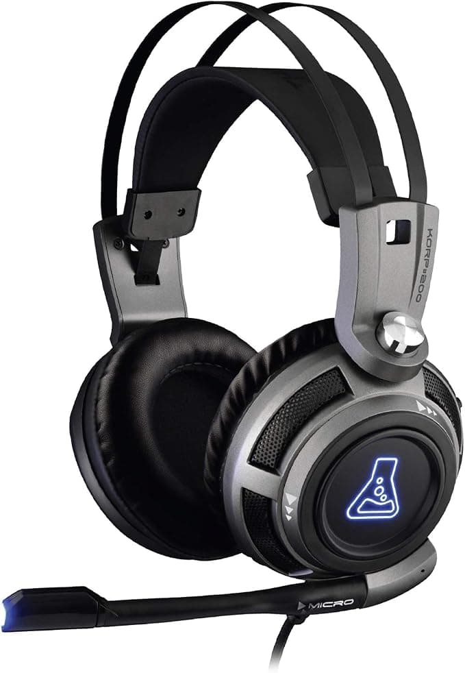 The G-Lab Korp 200G Gaming Headset with Microphone, Stereo Sound, Blue LED, Comfortable and Lightweight, 3.5 mm Jack Compatible with PC/PS4/PS5/Xbox One/Xbox Series X/Series S/Mac/Nintendo