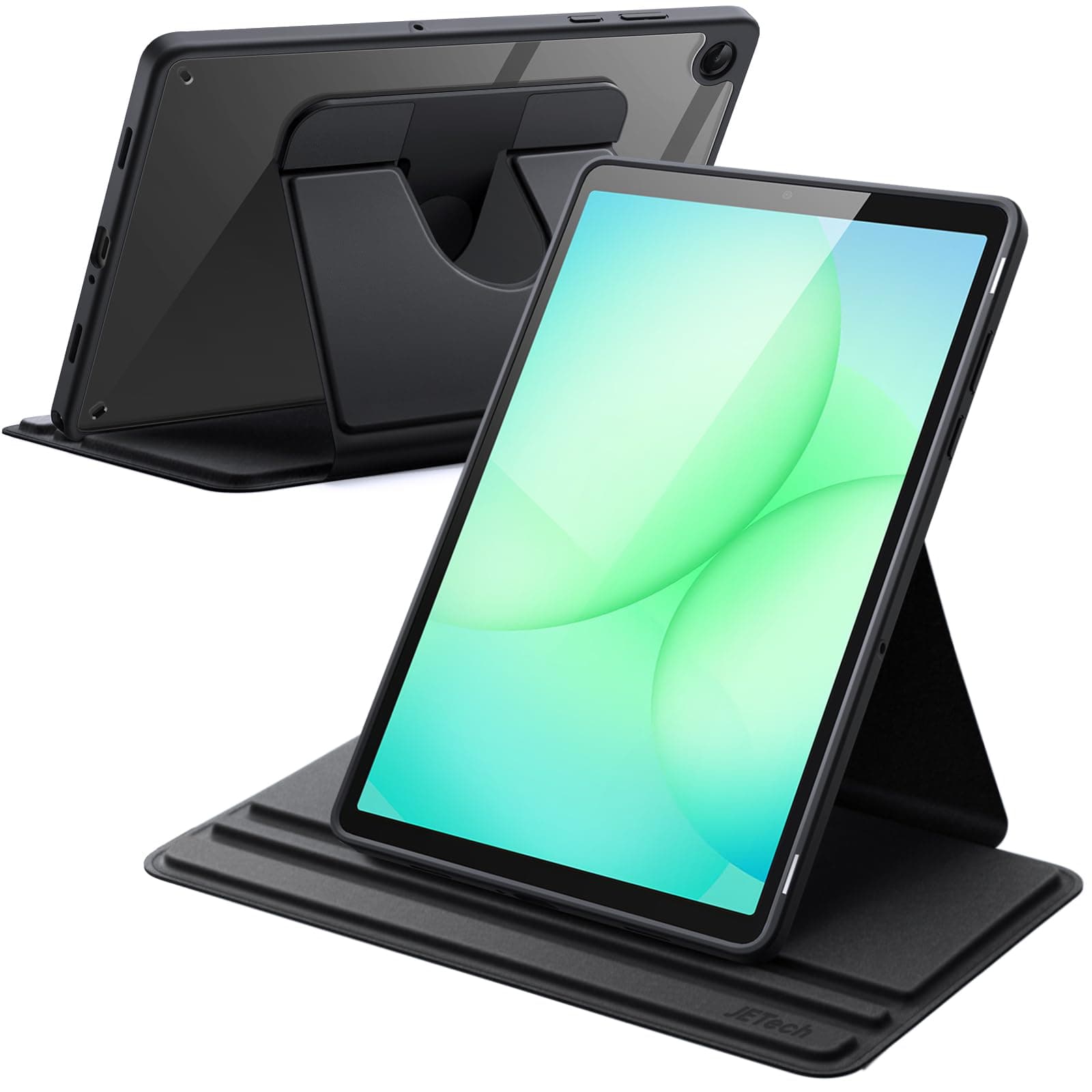 JETech Rotating Case for Samsung Galaxy Tab A11+/A11 Plus, Protective Case Cover with 360 Degree Rotation Stand and Transparent Back, Multi-Angle Vision, Auto Sleep/Wake (Black) - Image 1