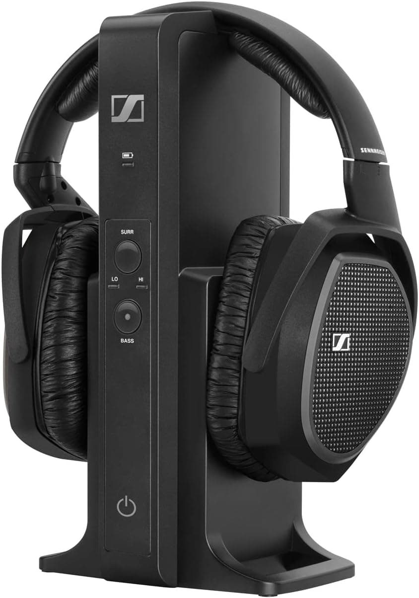 Sennheiser RS 175 – Casque PC Sans Fil RF pour Système TV avec Renforcement des Basses et Mode Son Surround, Compact et Ergonomique, Casques Sans Fil pour TV, Noir