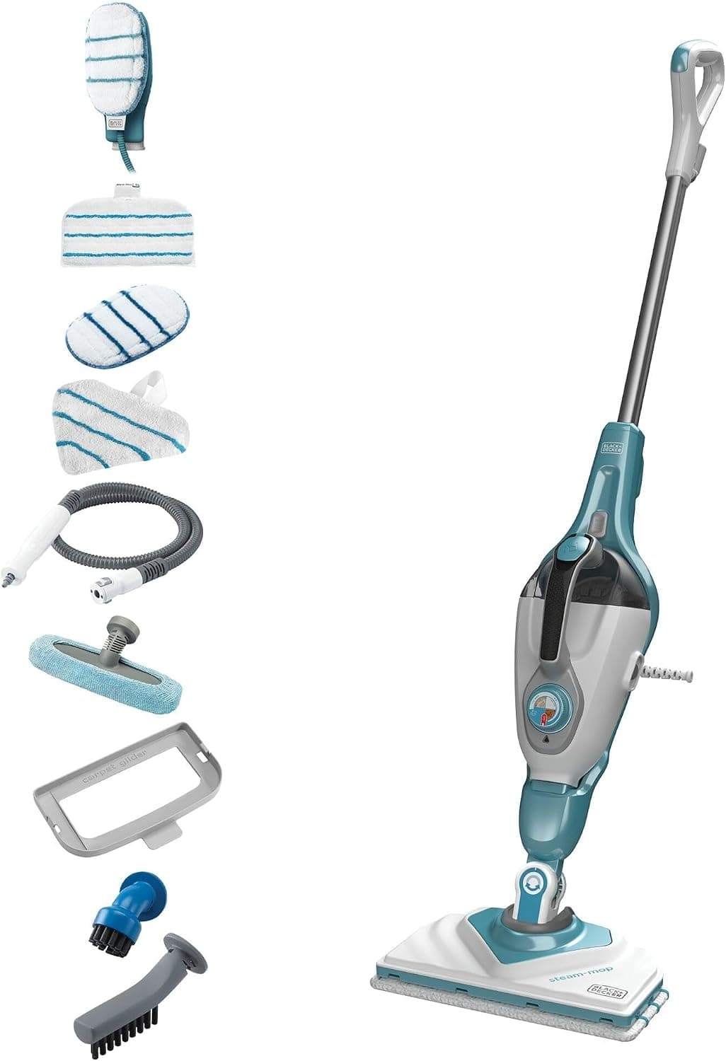 BLACK AND DECKER - Balai Vapeur avec Nettoyeur à Main et Gant STEAMITT - 11 Accessoires - Multifonctions 1600W - Temps de Chauffe 13,87 sec - Réservoir 500 ml - Nettoyage Parfait - BHSM166DSM-QS