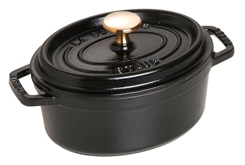 STAUB Enamelled Cast Iron Casserole Dish with Lid, Suitable for All Heat Sources Including Induction, 1 to 2 People, Oval, 17 cm, 1 L, 2.4 kg, Matte Black - Image 3