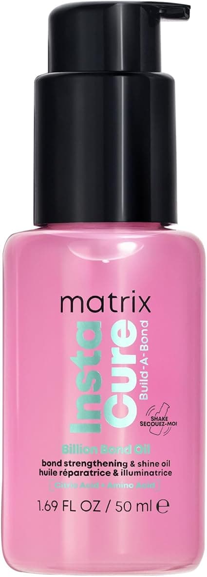 MATRIX, Leave-In Repair Oil For Damaged & Split Hair, Thermal Protection 230°C, 5x More Strength, Citric Acid & Vegan Formula, Instacure Build-A-Bond, 50ml - Image 1