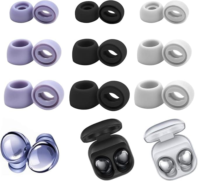 9 Pairs Silicone Eartips Replacement for Galaxy Buds Pro - Noise Cancelling Replacement Tips Compatible with Samsung Galaxy Buds Pro 3 Colors (S/M/L, GrayPurpleBlack)
