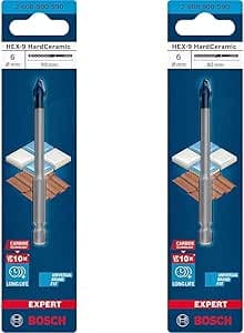 Bosch Bosch Accessories 1 x HEX-9 HardCeramic Expert Drill Bit (for Tiles, Tiles, Diameter 6 mm, Impact Drill Accessory) (Pack of 2)