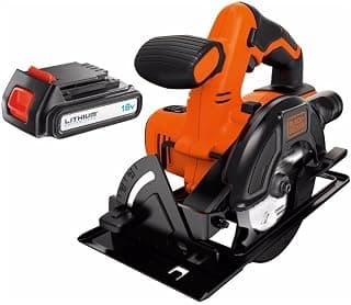 Cordless electric circular saw with 18 V 1.5Ah battery, cutting depth: 43 mm - 45° angled cuts - 1 blade - BDCCS18-QW 1 Orange battery