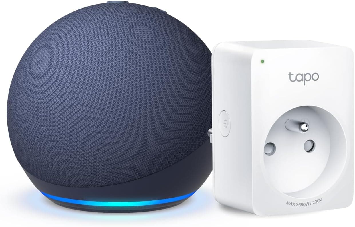 Echo Dot (5e génération) | Bleu marine + Tapo Matter Prise Connectée, Fonctionne avec Alexa - Kit de démarrage Maison connectée - Image 1