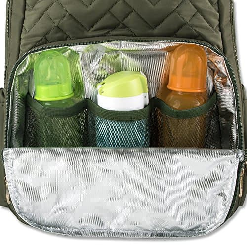 Baby Essentials Fisher Price Sac à langer Collection Signature avec poches pour téléphone portable et tablette et clips pour poussette vert olive taille unique - Image 5