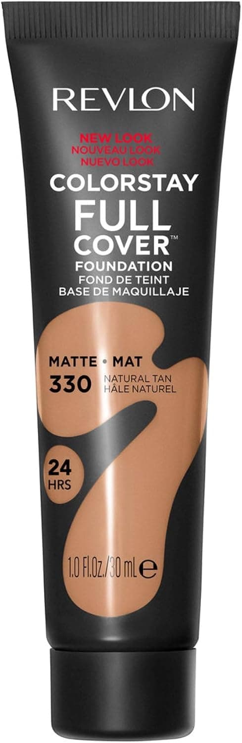 Revlon ColorStay Full Cover - Fond de Teint Couvrant Imperfections - Maquillage Teint - Couvrance optimale et fini mat - Résite à Toutes Épreuves - Effet Seconde Peau - 30ml - N330 Natural Tan