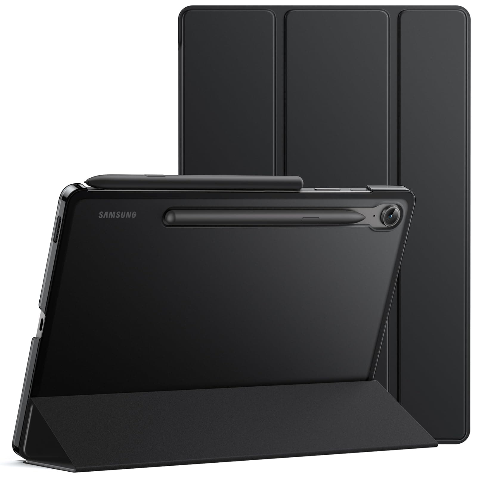 JETech Case for Samsung Galaxy Tab S10 Lite / S10 FE / S9 FE 10.9 Inch, Slim Folio Protective Case Cover with Stand Translucent Trifold Back, Support Charging of S Pen (Black) - Image 1