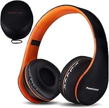 Samsung PowerLocus Casque Bluetooth, P1 Casque Audio sans-Fil, Pliable Stéréo Casque, Microphone intégré avec Micro SD, FM Radio pour iPhone, Samsung, iPad, PC,TV,Tablette (Orange)
