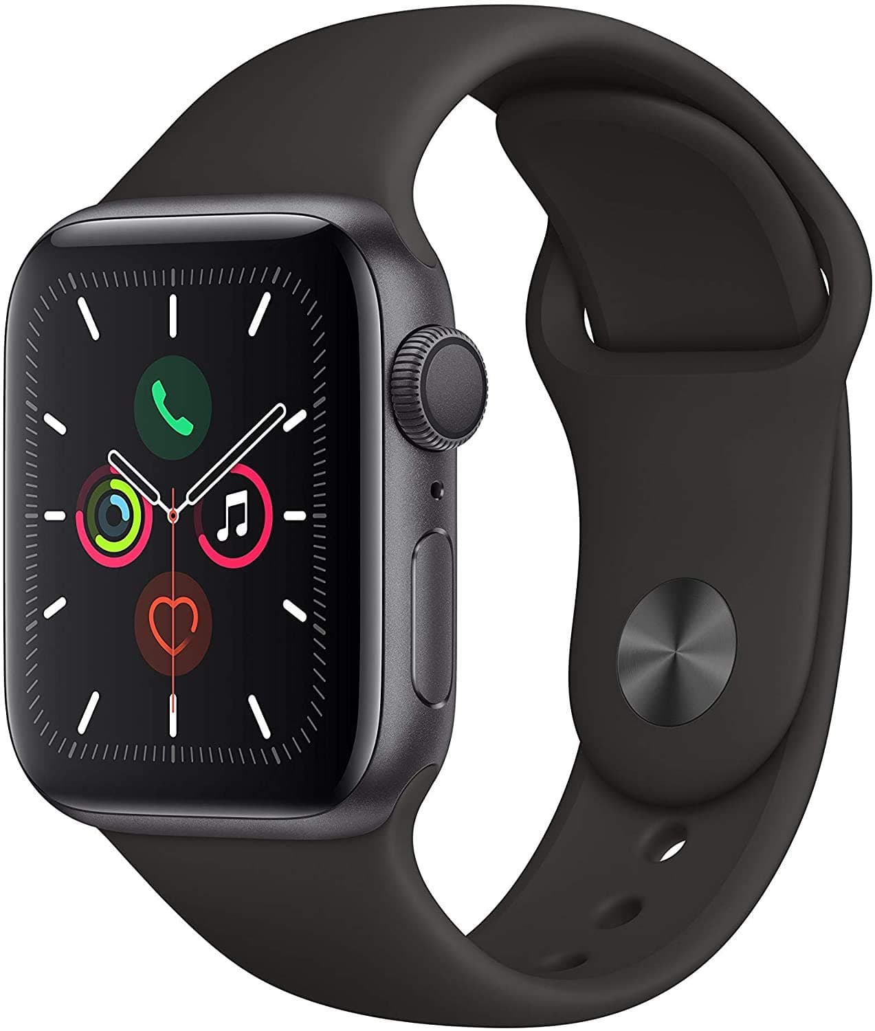 Apple Watch Series 5 44mm (GPS) - Space Gray Aluminum Case with Black Sport Strap (Refurbished)
