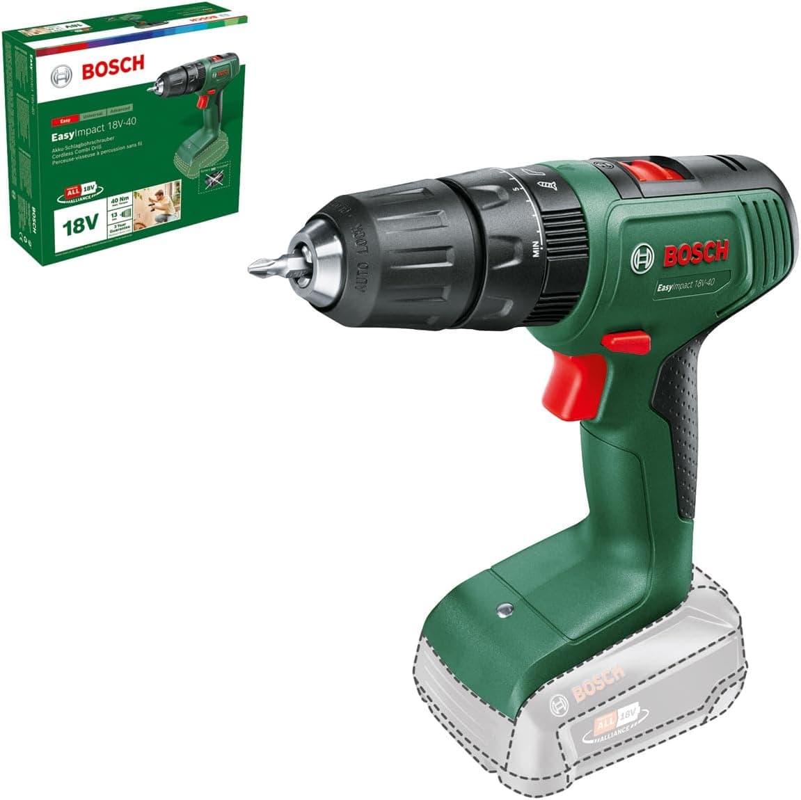Bosch Bosch EasyImpact 18V-40 cordless impact driver (without battery, 18 Volt system, in cardboard packaging)