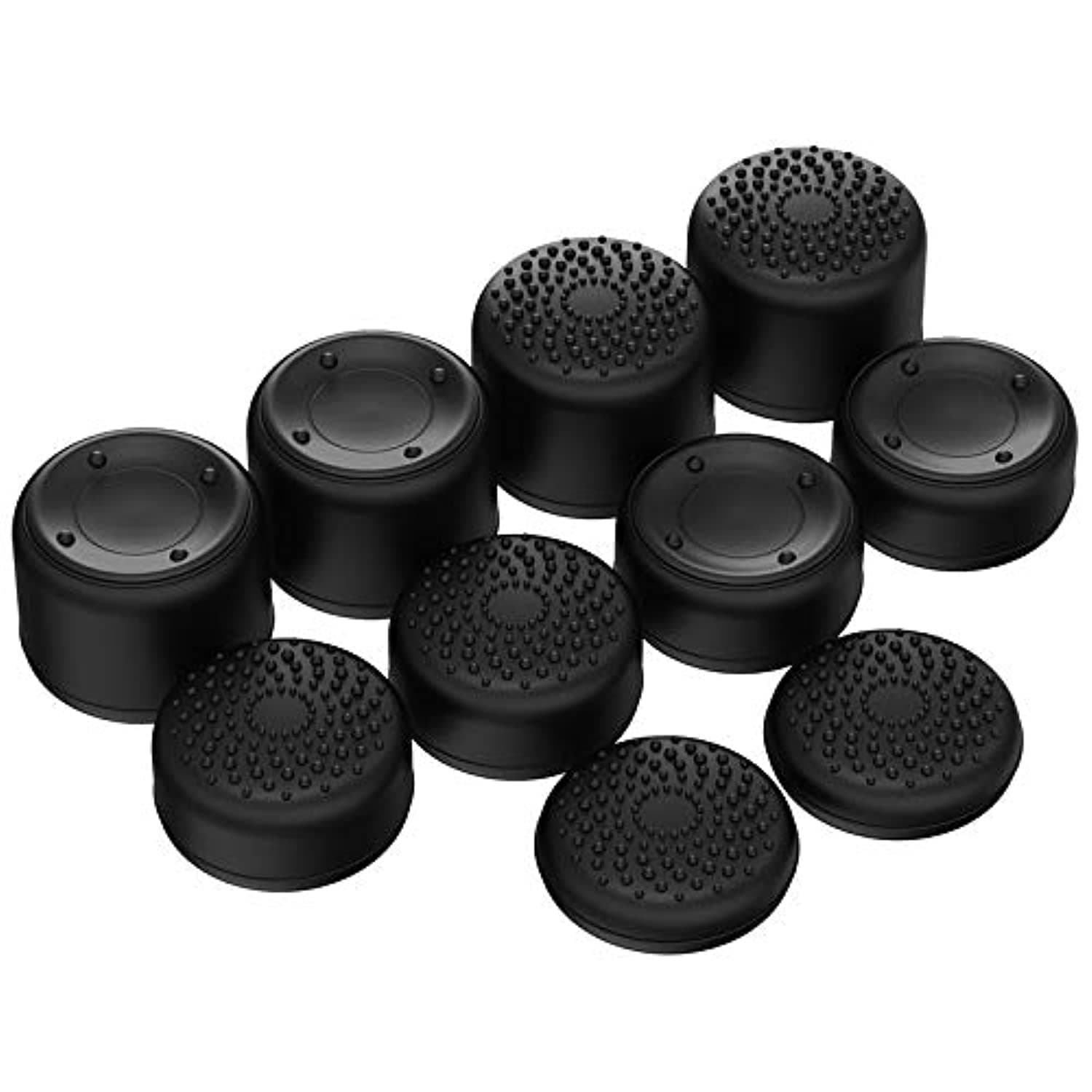 playvital Controller Cap for PS5/PS4, Joystick Caps for Xbox Series/One X S, Cover Stick Analog for Nintendo Switch Pro Controller-Black, Embossed & Studded Dots