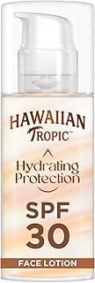 Hawaiian Tropic | Hydrating Protection Écran Solaire Visage Protection SPF 30 UVA + UVB, 50 ml, Hydratation 12 Heures, Compatible avec le Maquillage, Résistant à l'eau, Végan