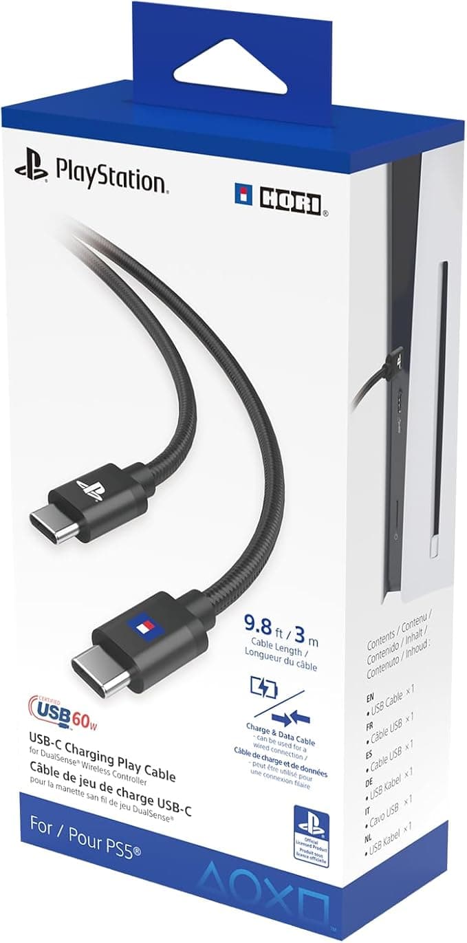 HORI USB-C Charging Cable for DualSense™ PlayStation® 5 Wireless Controller (USB-C to USB-C, 3m) - Officially Licensed Sony - Image 1