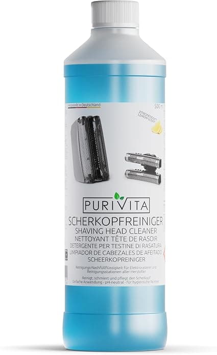 PURIVITA® Shaver Cleaner Cartridge [500ML] - Razor Cleaning Fluid Compatible with All Brands Like Braun Clean & Renew, Philips & Much More - With Lemon Smell - Image 1