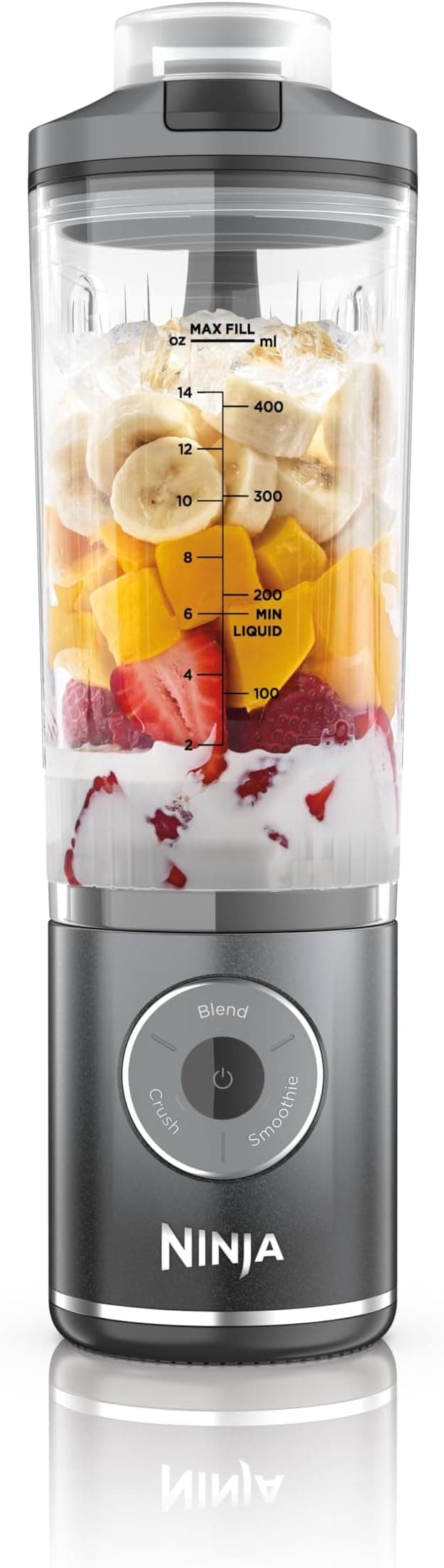 Ninja Blast Max Portable Blender, 570ml, Refillable, Cup and Leak-Proof Lid, 3 Mixing Functions, Makes Smoothies, Protein Shakes and Granites, Cool Grey BC251EUGY - Image 1